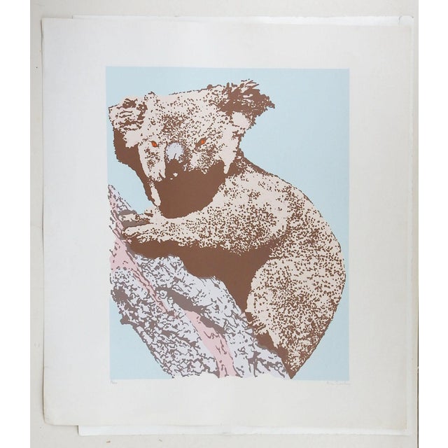 Late 20th Century Pink and Blue Koala Serigraph For Sale - Image 4 of 4