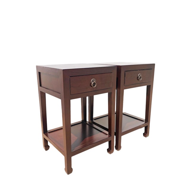 Chinese Pair of Single-Drawer Side Tables or Night Stands For Sale - Image 3 of 5