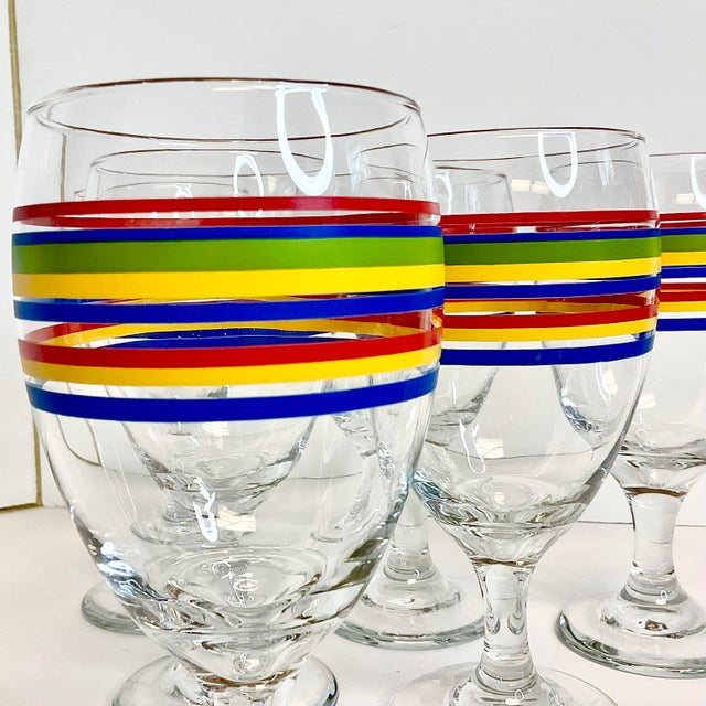 1980s Americana Libbey Fiestaware Rainbow Mambo Goblets - Set of 6. For Sale - Image 9 of 10
