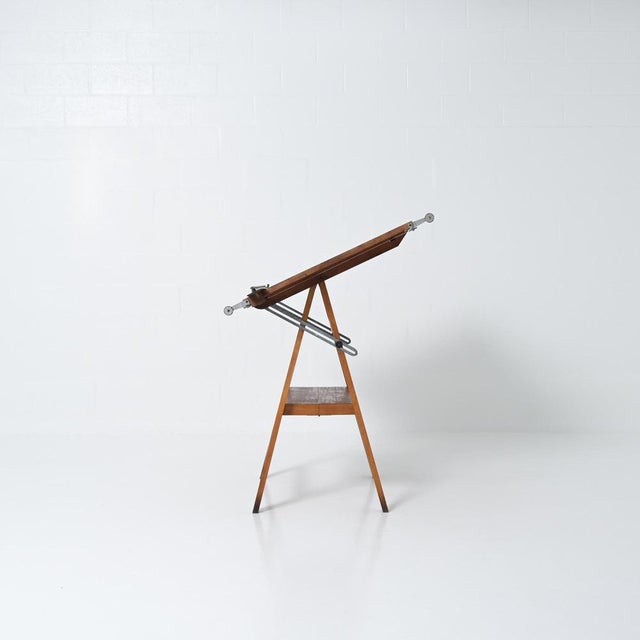Wood Vintage Industrial Drafting Table, 1950s For Sale - Image 7 of 18