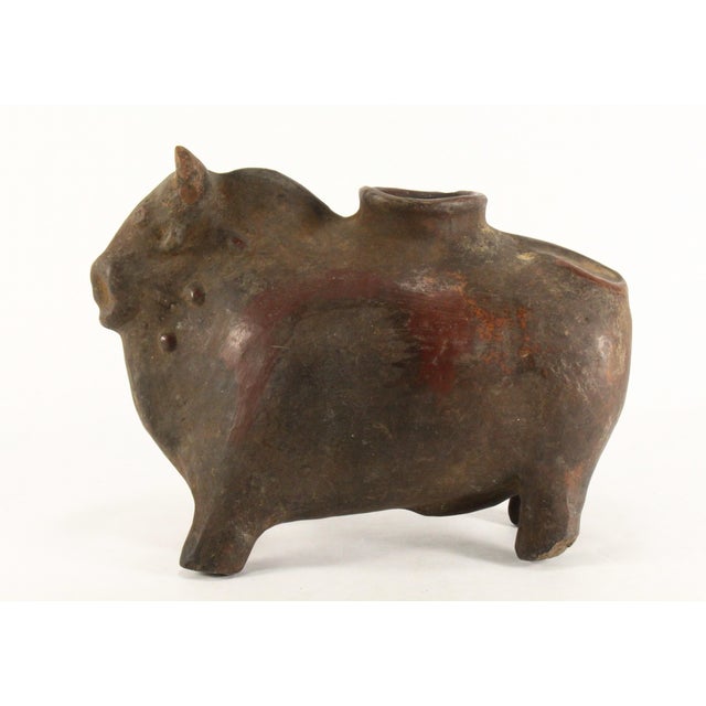 Huge 19th C. Spanish Colonial Cusco Pottery Bull Shaped Terracotta Chicha Vessel For Sale - Image 13 of 18