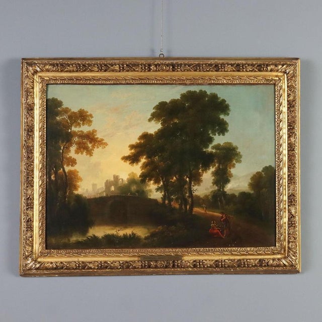 Dutch School, Landscape Painting with Figures, 18th Century, Oil on Canvas For Sale - Image 14 of 14