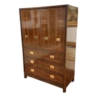 Vintage 1970s Campaign-Style Oak Gentleman's Chest For Sale