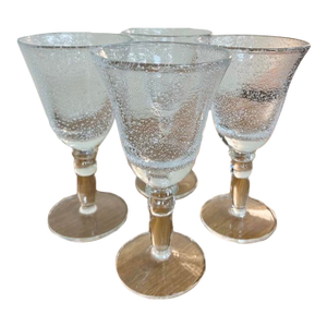 Set of Four Vintage Bubble Glass Wine Glasses 20th C.
