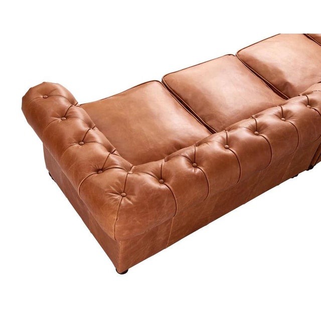 Century Chesterfield Sofa - Light Chestnut Leather For Sale In Chicago - Image 6 of 9