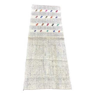 Handmade Wool Kilim Runner Rug, 1950s For Sale