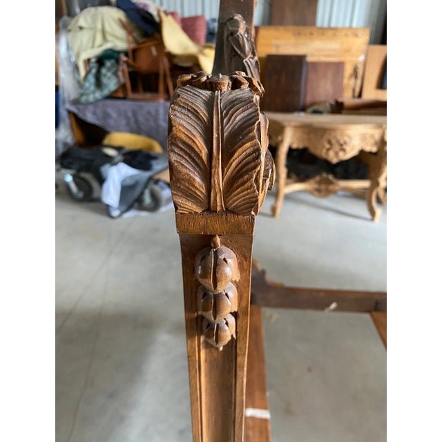 Early 20th Century Antique Carved Wood and Cane Twin Bed For Sale In Monterey, CA - Image 6 of 12