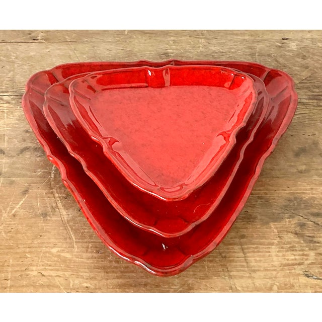 Vintage 1960s Italian Glazed Ceramic Tray Trio For Sale - Image 9 of 12