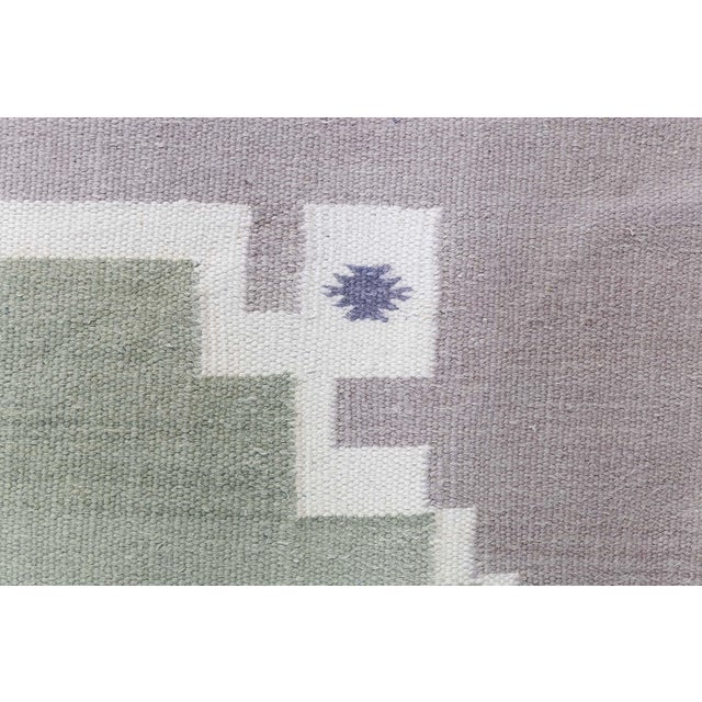 Doris Leslie Blau Mid-Century Indian Dhurrie Sage Flatweave Cotton Rug For Sale - Image 9 of 11