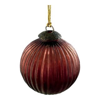 1970s Kugel Amethyst Purple Ribbed Vintage Ornament For Sale