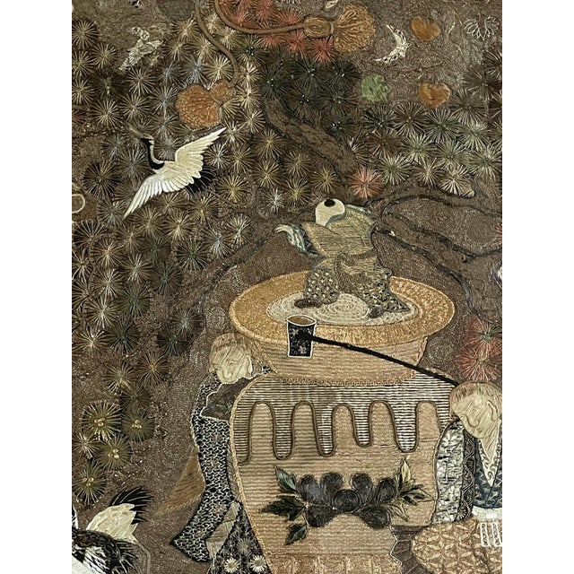 Japanese Silk Embroidery Tapestry Meiji Period For Sale - Image 12 of 18