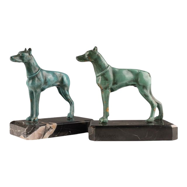 1930s Art Deco Bronze Great Dane Bookends- a Pair For Sale