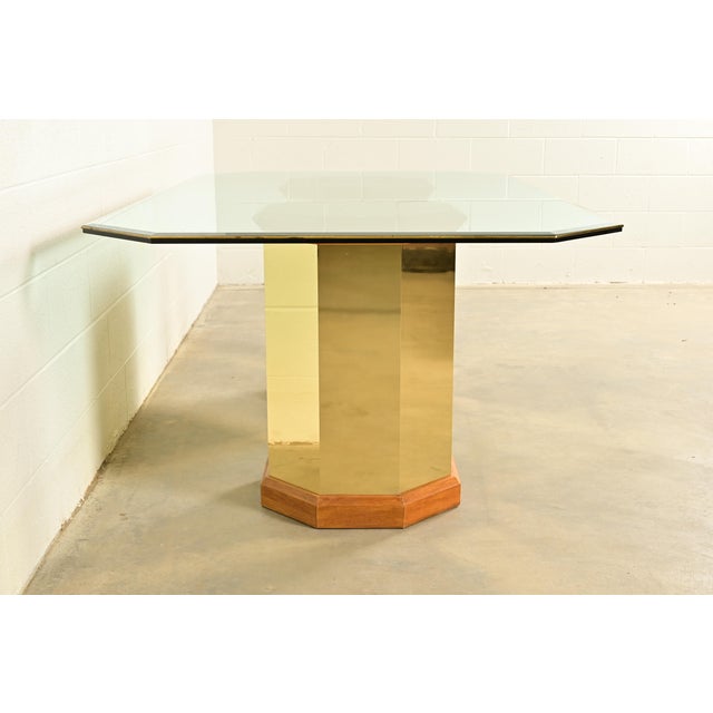 Thomasville Modern Art Deco Brass and Glass Double Pedestal Dining Table, Circa 1980s For Sale - Image 9 of 11