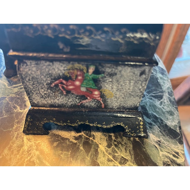 Vintage Palekh Lacquer Miniature "Troika" 3 - Tower Jewelry Box For Sale In Santa Fe - Image 6 of 9