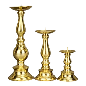 Vintage Tall Brass Pillar Candle Holders Set of 3