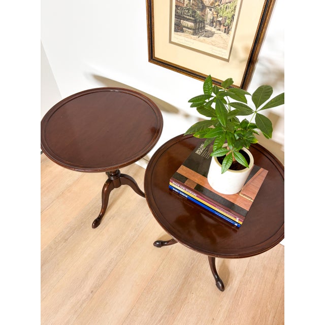 Brandt Vintage Mahogany Pedestal Tables by Brandt For Sale - Image 4 of 9
