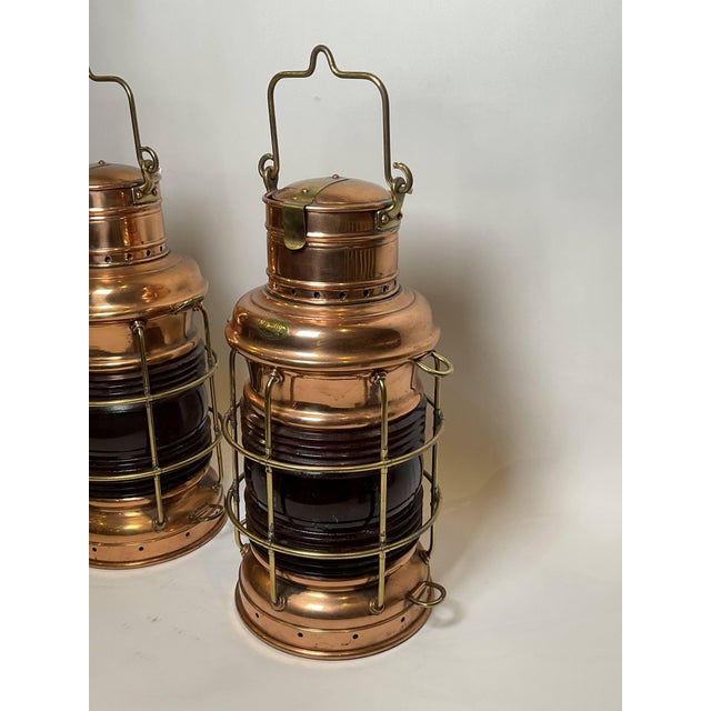 Copper Ships Lanterns By Perko For Sale - Image 10 of 12