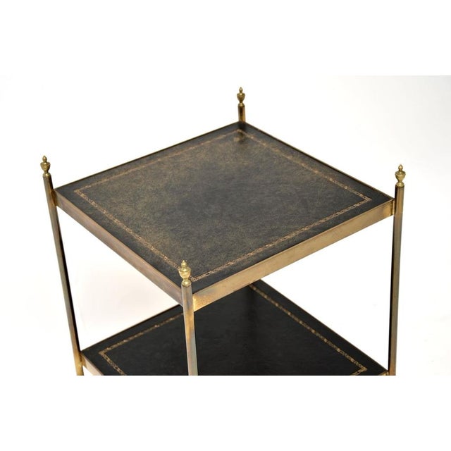 Vintage Brass and Leather Side Table, 1960s For Sale - Image 4 of 9
