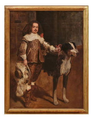 Spanish School after Diego Velázquez, Dwarf with a Dog, 19th Century, Oil on Canvas