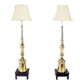 Large 5'Tall Mid-Century Modern Metal Finial-Shape Floor Lamps Stands - A Pair For Sale