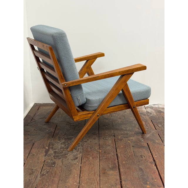 Crawford Furniture Mfg Mid Century Modern Oak Slat Construction Z Chair, Crawford Furniture For Sale - Image 4 of 14