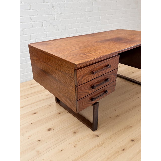 Wood Mid-Century Danish Rosewood Desk by Torben Valeur and Henning Jensen for Dyrlund, 1960s For Sale - Image 7 of 14