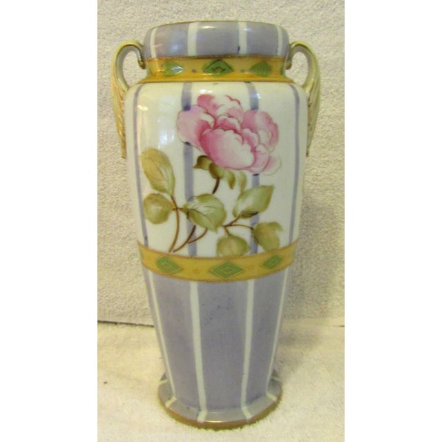 Japanese Japanese Hand Painted and Gilt Floral Nippon Porcelain Vase, Circa 1930 For Sale - Image 3 of 10