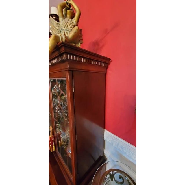 Vintage Mahogany China Cabinet / Hutch, With Glass Doors and Drawers For Sale - Image 4 of 6