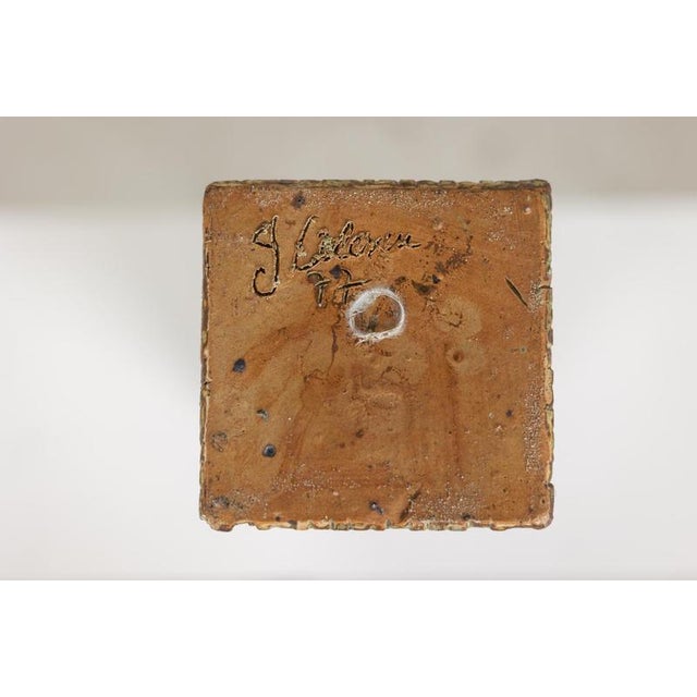 Brown Brutalist-Style Stoneware Vase with Plant Decoration, 1970s For Sale - Image 8 of 10