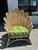 Impressive vintage Boho chic fan back chair, crafted in bamboo and wicker in a dramatic modern style. Includes a thick...