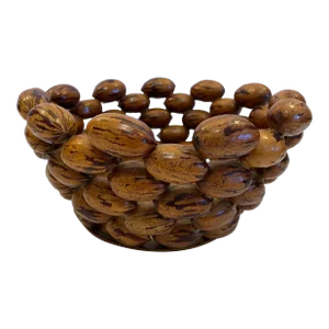 Vintage Texas Hill Country Handmade Pecan Shell Decorative Bowl