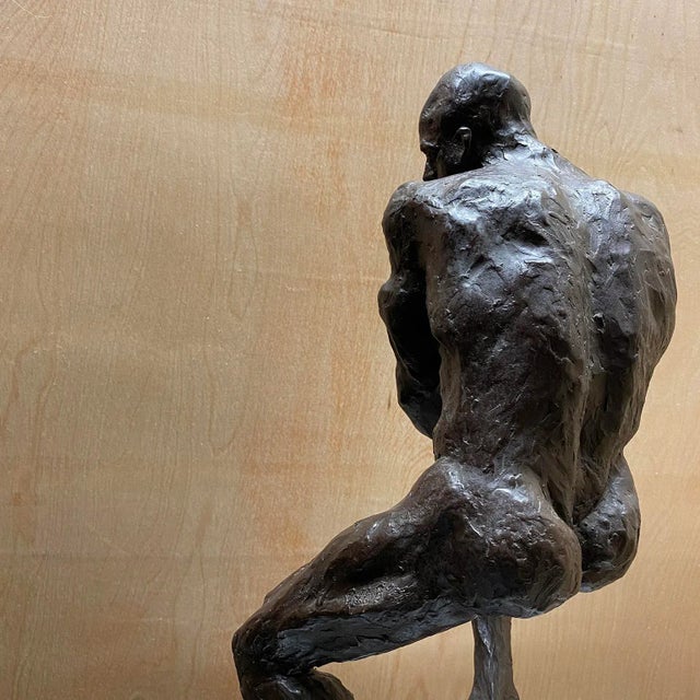 French Mid 20th Century Bronze Figure Seated Studio Sculpture For Sale - Image 11 of 15