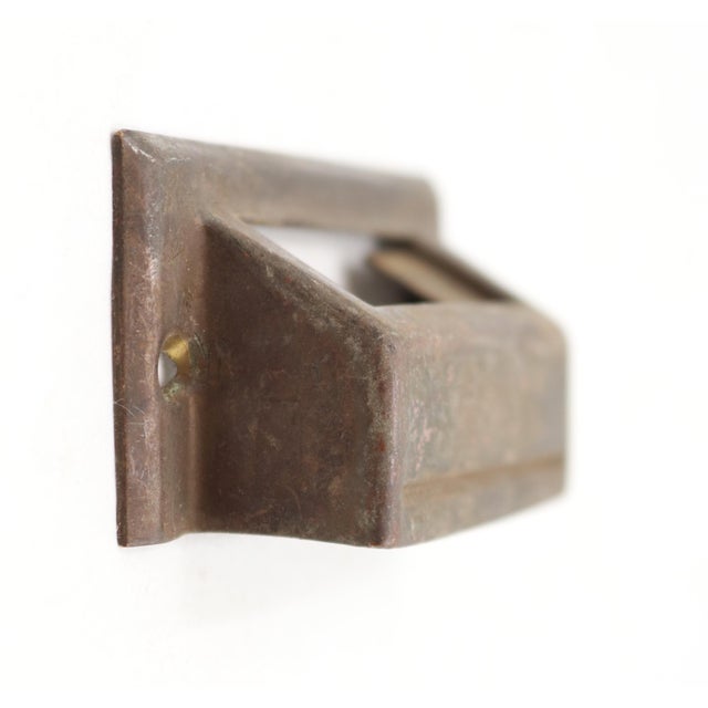 Pair of Antique 3.375 In. Brass Bin Pulls With Label Slot For Sale - Image 4 of 6