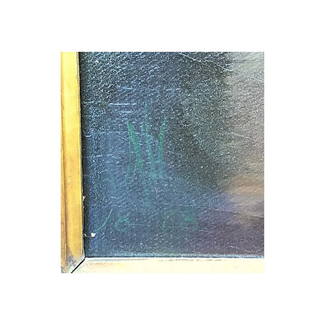 Green Antique "Cattle at the River Crossing" Painting For Sale - Image 8 of 10