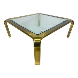 Mid Century Vintage Solid Brass Cocktail Table by Mastercraft.