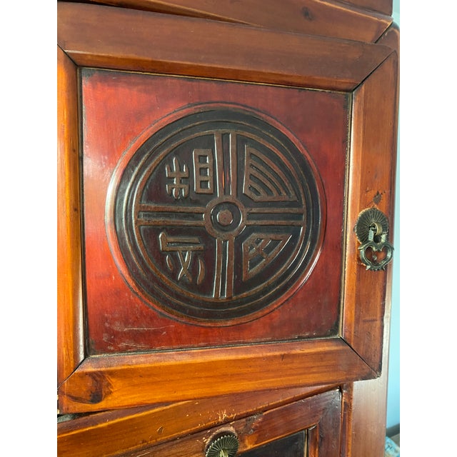 Vintage Asian Brown Storage Cabinet For Sale - Image 12 of 16