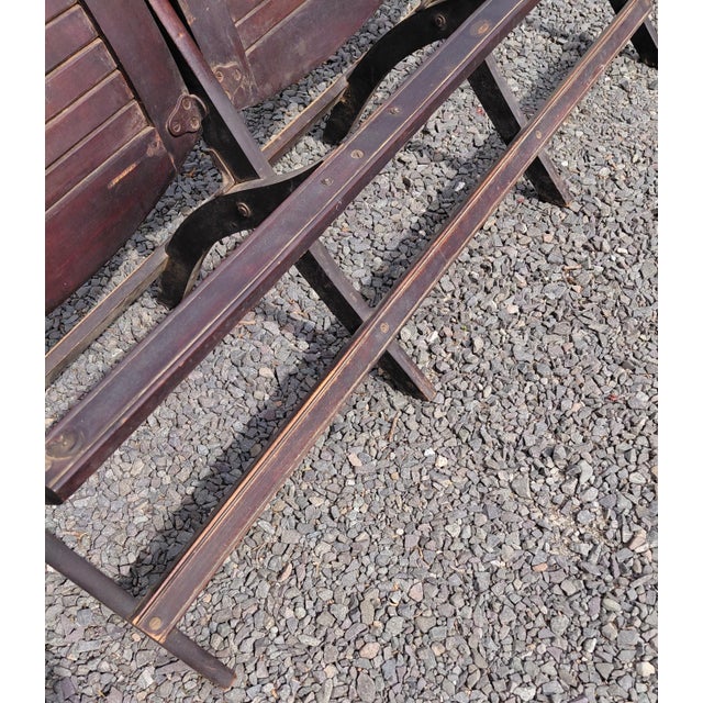 1910s Antique 3 Seat Folding Theater Chair Heywood Bros. And Wakefield Co. For Sale - Image 5 of 13