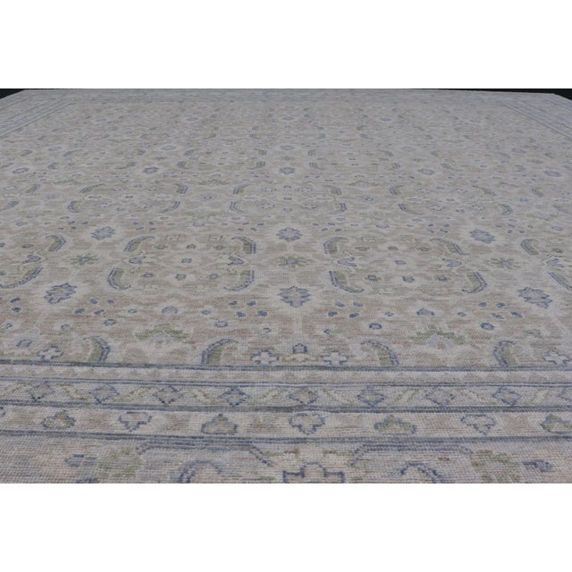 Measures: 11'10 x 12'2 Keivan Woven Arts Square Modern Oushak on Light Cream Background 11'10 x 12'2. Keivan Woven Arts;...