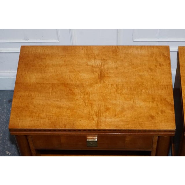 Gold Biedermeier Style White Genesis Nightstands from American Hickory, Set of 2 For Sale - Image 8 of 18