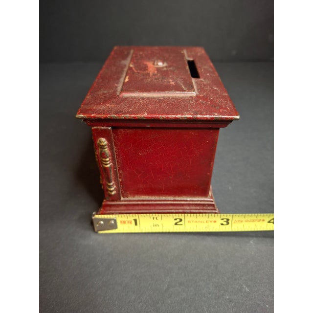 Antique Kenton Toys Cast Iron Radio Bank 1920s Small 3-Dial Safe Red Paint For Sale - Image 13 of 15