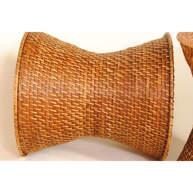 Woven Rattan Stools, 1950s, Set of 2 For Sale - Image 8 of 16