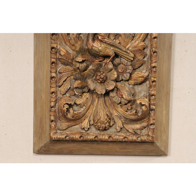 Wood French Floral & Bird Carved Plaque, 19th Century For Sale - Image 7 of 9