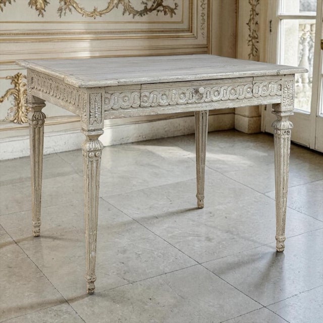 18th Century Swedish Painted Center Table ~ Writing Desk This selection embodies the quiet refinement and understated...