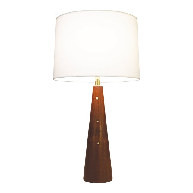 Mid Modern Miller Turned Solid Walnut Cone Table Lamp Marshall Martz Studio 1950 For Sale