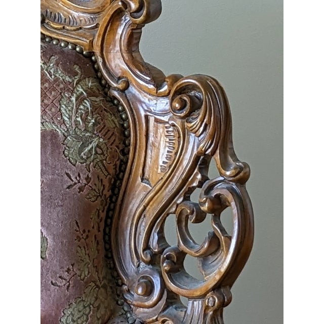 Beige Pair of Vintage Italian Beautifully Carved Rococo Design Chairs For Sale - Image 8 of 12