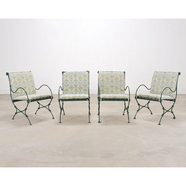 Traditional Set of Four o.w. Lee Wrought Iron Garden Patio Dining Armchairs For Sale - Image 3 of 18