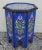 Moroccan Moroccan Octagonal Hand Painted Wooden Side Table in Blue For Sale - Image 3 of 7
