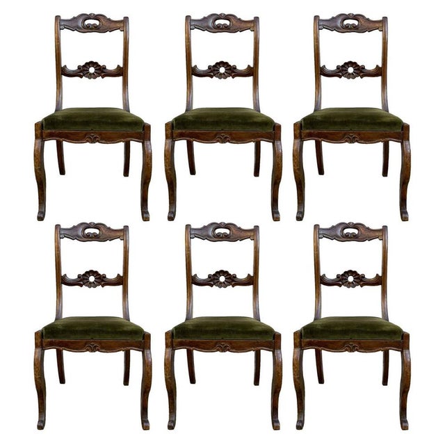 Wood 19th-Century Walnut Chairs, Set of 6 For Sale - Image 7 of 7
