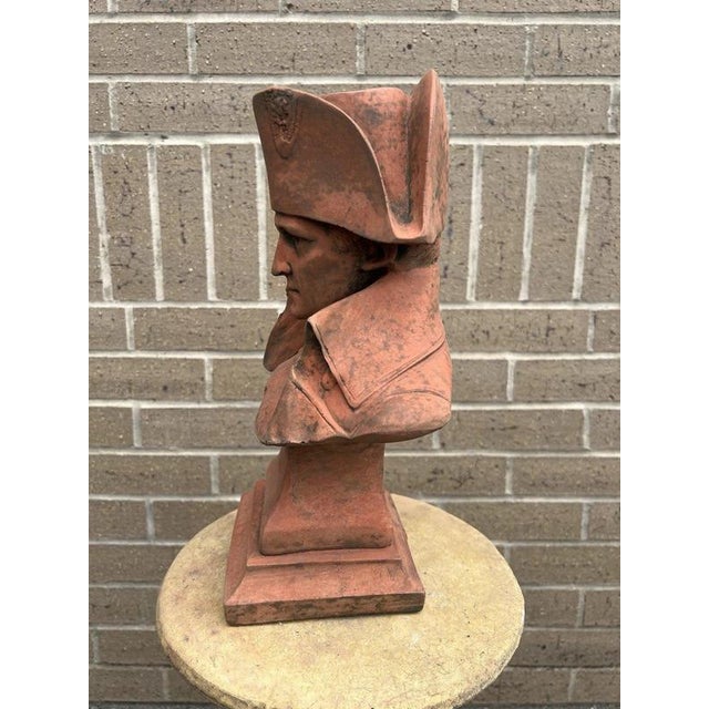 Napoleon Bonaparte Cast Stone Bust with Terracotta Finish Garden Ornament For Sale - Image 11 of 18