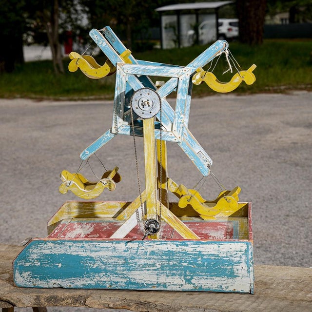 Wooden Mobile with Chain Mechanism in Lacquered Wood, 1940s For Sale - Image 9 of 10